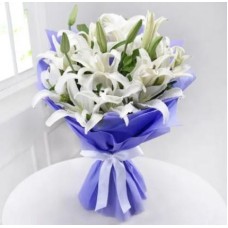 White Lily Bouquet (5 Asiatic Lily Stems)