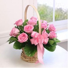Pink Roses Basket (24 Roses)