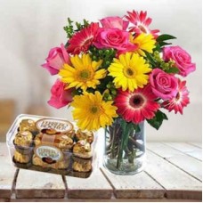 Colourful Flowers With Chocolate