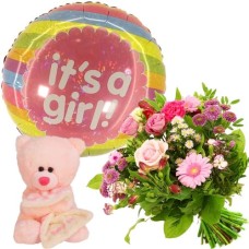 Baby girl birth package (Medium Baby girl birth package + Bouquet)