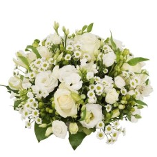 Biedermeier white flower arrangement from 25 cm (Biedermeier medium floral arrangement in white tones)