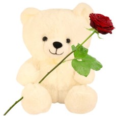 White plush teddy bear with white bow (White plush teddy bear with white bow)