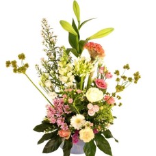 Pink and white hand-tied flower arrangement H 60cm x W 30cm (Mixed flower arrangement medium pink white)