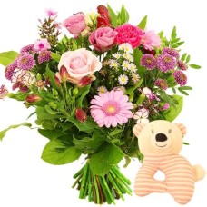 Birth bouquet girl + rattle (Birth bouquet small + rattle)