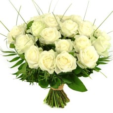 25 White roses (25 White rose with leaf material)