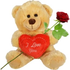 Drizzle teddy bear 30cm with red I love you heart (Brown teddy bear I Love you with red heart)