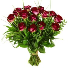 Bouquet of red roses incl. foliage (Red roses 10 pieces in various foliage)