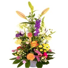 Mixed hand-picked flower arrangement H 60cm x W 30cm (Medium variegated pick-your-own flower arrangement)