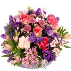 Biedermeier pink purple floral arrangement from 25 cm (Biedermeier flower arrangement medium pink in tinted tint)