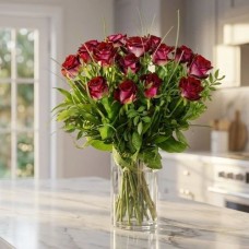 15 Red roses or choose more roses yourself ... (15 Red roses with foliage)