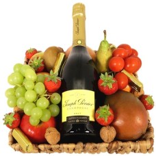 Luxury fruit basket champagne 30cm (Luxury fruit and mango champagne)
