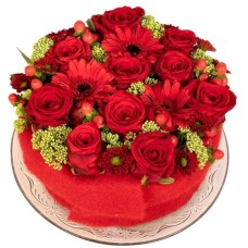 Red rose flower cake (Blossom rose and flower16 cm with glazed border)