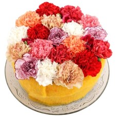 Carnation flower cake (Medium Carnation Flower Cake on a glass base plate)
