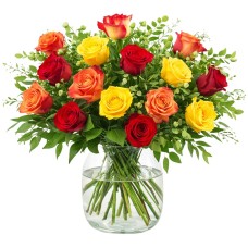 Bouquet of red yellow and orange roses (Standard (S))