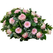 Funeral arrangement pink roses and gerberas (Standard (S))