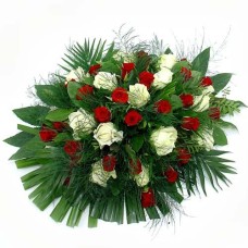 Funeral arrangement of red and white roses (Standard (S))