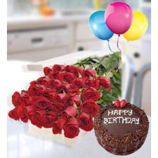 Black Forest With Roses And Balloons