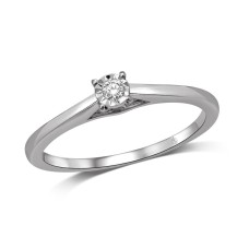 10K White Gold 0.05 Ct.Tw.Diamond Solitaire Ring