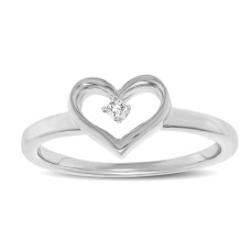 10K White Gold 0.05 Ctw Diamond Heart Ring
