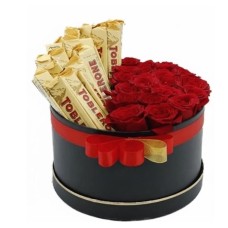 Box of Red Roses with Toblerone Chocolate