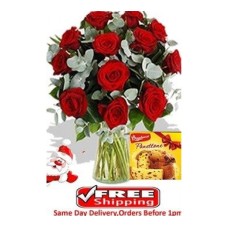 12 Roses & Pannetone Roses & Pannetone