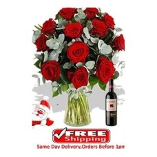 12 Red Roses & Wine Roses & Wine