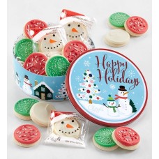 Whimsical Snowman Gift Tin - Buttercream-Frosted Sugar Cookies