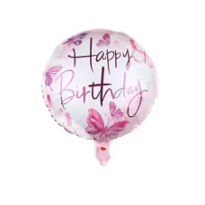 Happy Birthday Pink Butterflies Foil Balloon