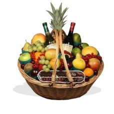 Fruit Basket With Red And White Wine