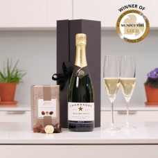 Personalised Champagne With Galway Flutes and Chocolates