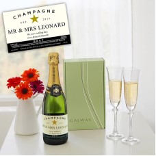 Personalised Champagne And Galway Crystal Liberty Flutes