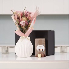 Pink Everblooms Bouquet & Chocolates Gift