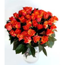 Bamboo with orange roses (30 Roses)