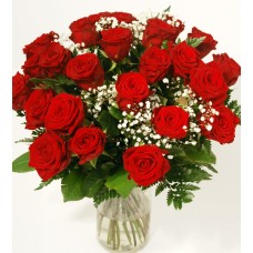 Bouquet of 25 red roses and extra flowers