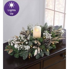 Winter Splendor Metallic Centerpiece with LED Candle