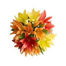 Autumn Lily Bouquet (Double Bouquet with Red Vase)