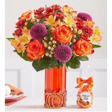 Autumn Sunset Bouquet (Double Bouquet with Pumpkin Vase & Candy)