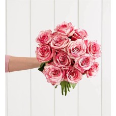 Pink Splash Roses (12 Stems, Bouquet Only)