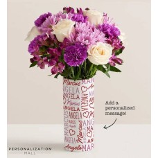 Better Together Bouquet with Personalized Vase (with Lavender Garden Bouquet)