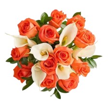 Autumn Rose And Calla Lily Bouquet (with Woodland Vase & Harvest Wall Décor)