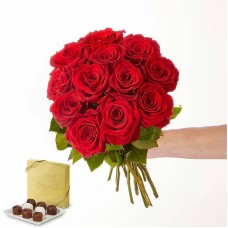 Romanced Red Rose Gift Sets (12 Roses and Chocolate)