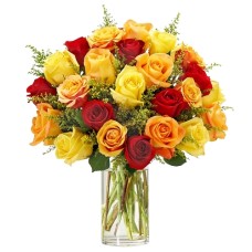 Sunlit Fall Rose Bouquet (12 Roses)
