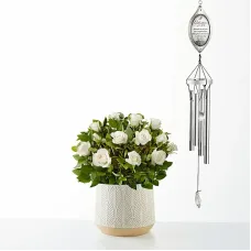 White Mini Rose & Celebration of Life Windchime