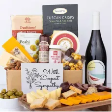 Deepest Sympathy Deluxe Charcuterie & Wine Gift Box