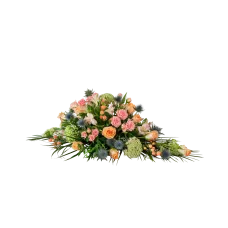 Funeral Bouquet Medium Winter Spring Flowers w ribbon 240169