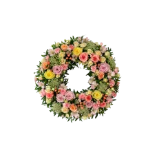 Funeral Wreath Winter Spring Flowers w ribbon 240170