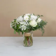 Funeral bouquet with roses and gerberas