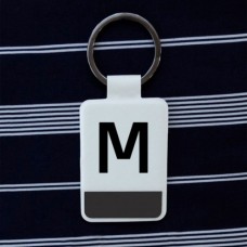 Initial White Key Ring
