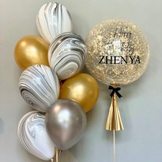 Personalised Bubble Balloon with Confetti & 6 Latex