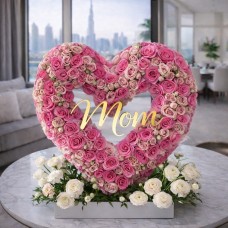 MOM Heart Roses Flower Arrangement